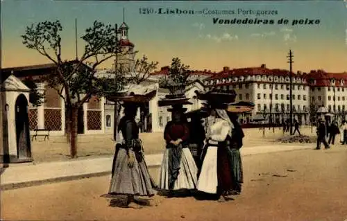 Ak Lisboa Lissabon Portugal, Portugiesische Trachten, Fischverkäuferinnen