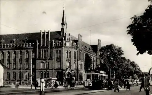 Ak Frankfurt an der Oder, Platz der Republik, Post, Straßenbahn