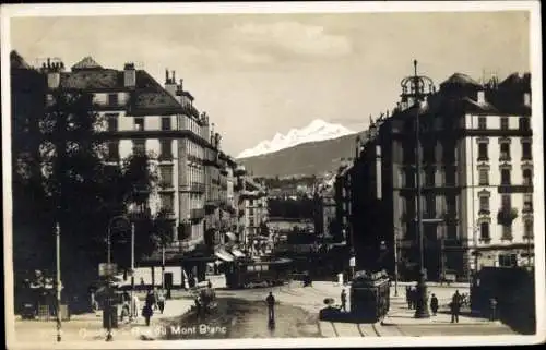 Ak Genève Genf Schweiz, Rue du Mont Blanc, Straßenbahn
