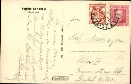 Ak Teplice Šanov Teplitz Schönau Region Aussig, Steinbad