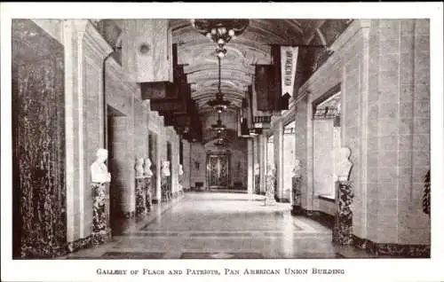 Ak Washington DC USA, The Pan American Union Building, Gallery of Flags and Patriots