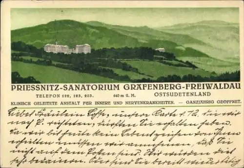 Ak Lázně Jeseník Bad Gräfenberg Frývaldov Freiwaldau Reg. Olmütz, Prießnitz Sanatorium