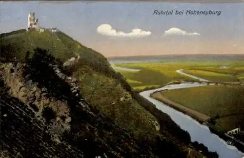 Ak Hohensyburg Syburg Dortmund, Ruhrtal,  Fluss, Hügel, Aussichtsturm