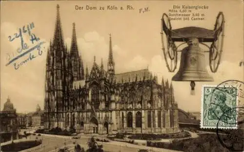 Ak Köln am Rhein, Der Dom zu  Die Kaiserglocke, Höhe 4,50 m, Durchmesser 3,40 m
