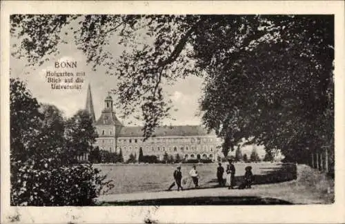 Ak Poppelsdorf Bonn am Rhein, Hofgarten, Blick auf die Universität, historische Architektur, M...