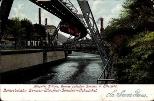 Ak Barmen Wuppertal, Schwebebahn, Haspeler Brücke