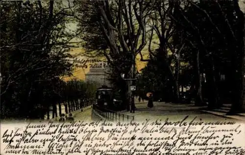 Ak Kiel Holstein, Blick in die Düsternbrocker Allee, Straßenbahn