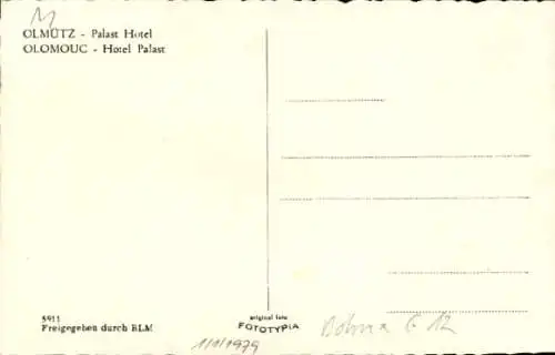 Ak Olomouc Olmütz Stadt, Hotel Palace