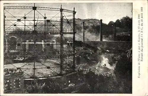 Ak Genf Stadt Schweiz, Explosion der Gasfabrik