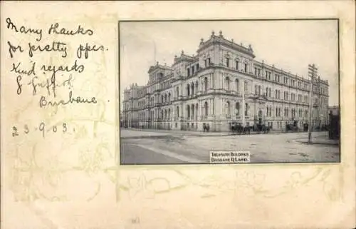Ak Brisbane Australien, Treasury Buildings, Brisbane, historische Architektur