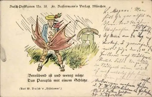 Künstler Ak Busch, W., Balduin Bahmann, Geschichte, Stürmisches Wetter, Mann mit Sense