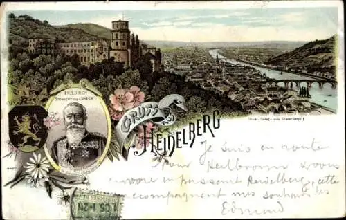 Ak Heidelberg am Neckar, Friedrich, Burg, Neckar, Postkarte, Glaser, 1902