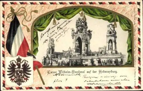 Präge Wappen Passepartout Ak Hohensyburg Syburg Dortmund, Kaiser Wilhelm-Denkmal