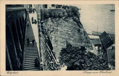 Ak Helgoland in Schleswig Holstein, Treppe zum Oberland