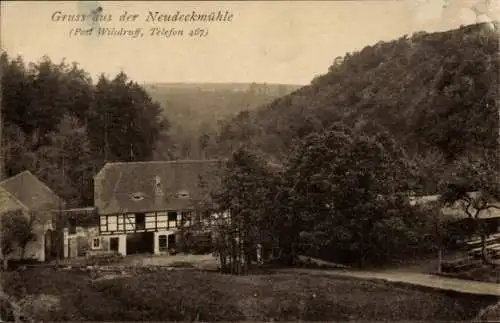 Ak Klipphausen Sachsen, Gaststätte Neudeckmühle, Saubachtal, Gruss aus der Neudeckmühle, Post ...