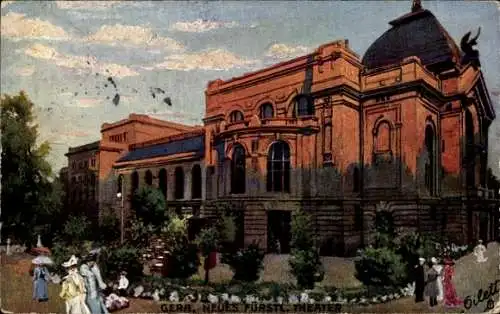 Künstler Ak Gera in Thüringen, neues fürstliches Theater