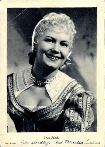 Ak Schauspielerin Lore Frisch, Portrait