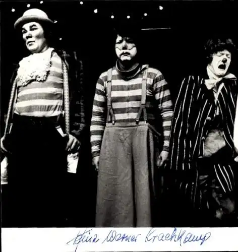 Ak Schauspieler Heinz Werner Kraehkamp, Schule der Clowns, Autogramm