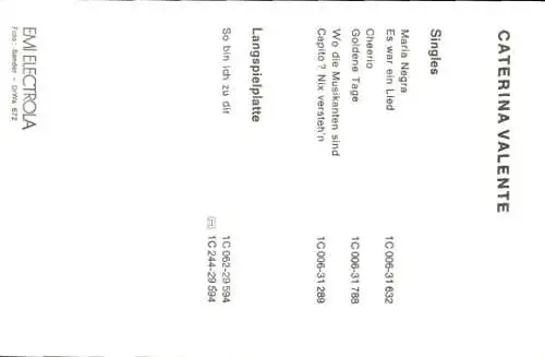 Ak Sängerin Caterina Valente, Portrait, Autogramm