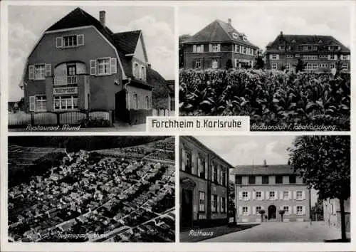 Ak Forchheim (bei Karlsruhe) Rheinstetten in Baden, Restaurant Mund, Fliegeraufnahme, Rathaus