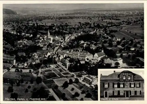 Ak Herten Rheinfelden in Baden, Fliegeraufnahme, Gasthaus zur Linde