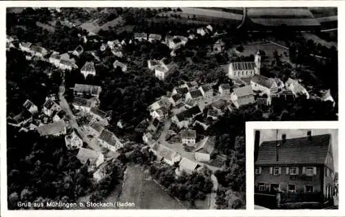Ak Mühlingen in Baden, Fliegeraufnahme, Bäckerei Andreas Breinlinger