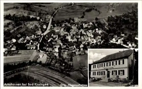 Ak Arnshausen Bad Kissingen Unterfranken Bayern, Fliegeraufnahme, Gasthaus zum Lamm