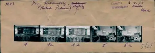 Kontaktabzug Fotos Berlin Steglitz, Am Fichtenberg, Hotel Patria, Gaststube, 5 Fotos ca. 4x2cm