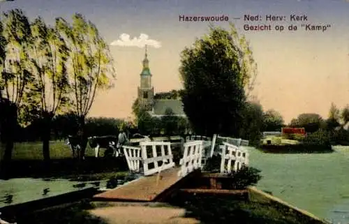 Ak Hazerswoude Dorp Südholland, Ned. Herv. Kerk, Gezicht op de Kamp