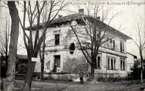 Ak Elfringen Moselle Frankreich, Kolonie Deutsch-Avricourt, zerschossenes Haus