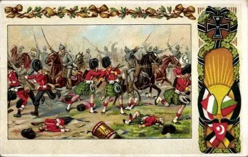 Künstler Ak Saint Quentin Aisne, Schlacht, Vernichtung der englischen Armee