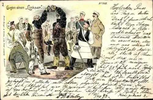 Studentika Litho Studenten, Mensur, Gegen einen Linkser