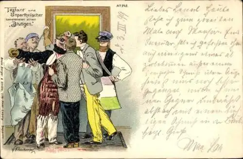 Studentika Litho Studenten, Mensur, Testant und Unparteiischer