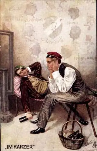 Studentika Künstler Ak Studenten, im Karzer