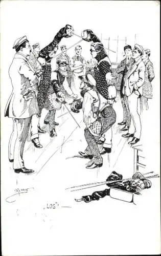 Studentika Künstler Ak Braun, Studenten, Mensur