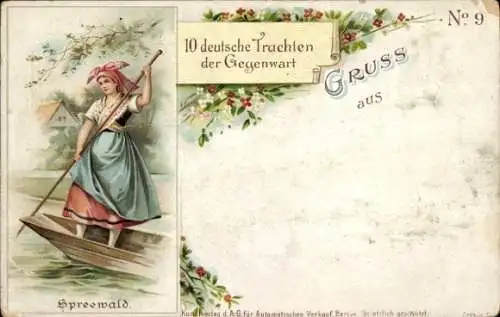 Ganzsachen Litho Spreewald, 10 deutsche Trachten der Gegenwart, No. 9, PP 11 E 9 09