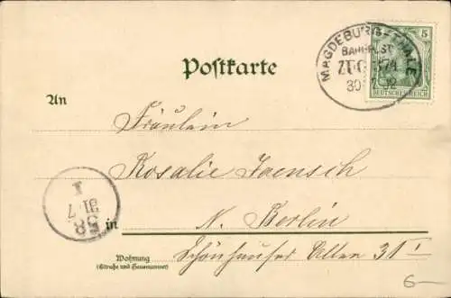 Litho Blankenburg am Harz, Totalansicht, Hirsche