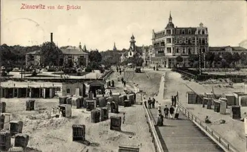Ak Ostseebad Zinnowitz auf Usedom, Blick von der Brücke
