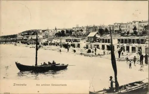 Ak Ostseebad Zinnowitz auf Usedom, Am schönen Ostseestrande