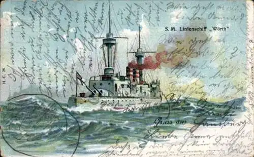 Ak Deutsches Kriegsschiff SM Wörth, Linienschiff