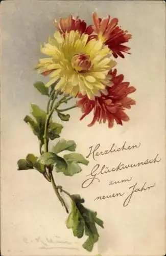 Künstler Ak Klein, Catharina, Glückwunsch Neujahr, Astern