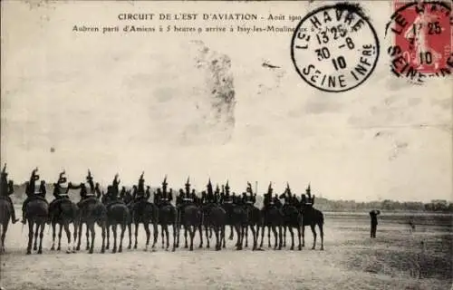 CPA Circuit de l'est d'Aviation, Aubrun parti d'Amiens à 5 heures 9 arrive à Issy-les-Moulineux