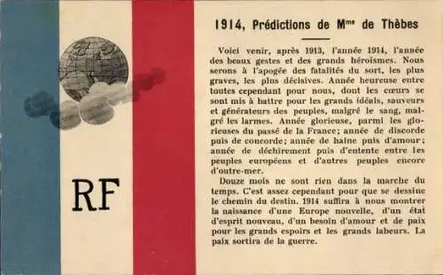 Ak Frankreich, 1914, Vorhersagen von Madame de Thèbes