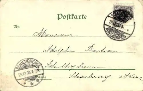 Passepartout Litho Wo Du auch bist, Was Du auch siehst, Berg oder Thal Schreib bald einmal, Gedicht