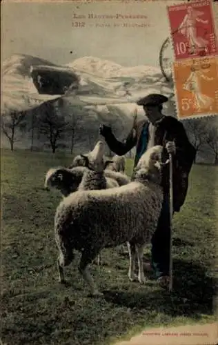 Ak Hautes-Pyrénées, Schafe, Hirte