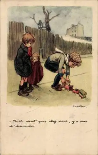 Künstler Ak Jungen mit Spielzeugeisenbahn, Kinderfürsorge