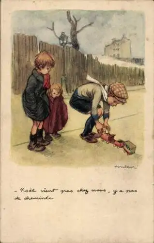 Künstler Ak Jungen mit Spielzeugeisenbahn, Kinderfürsorge