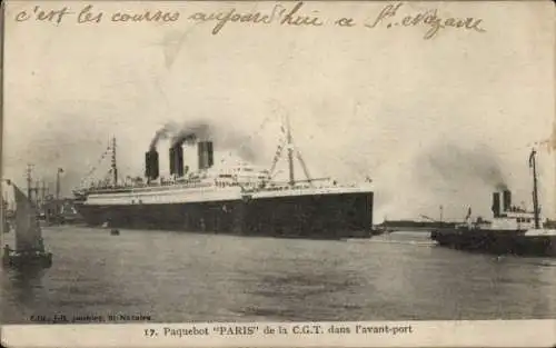 Ak Dampfer Paris, CGT, French Line