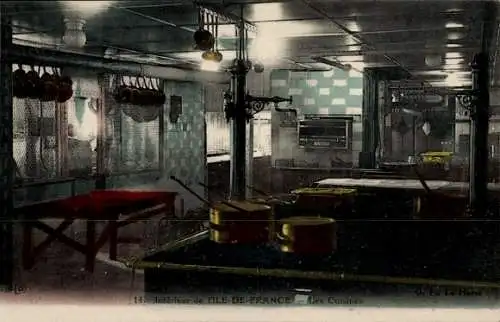 Ak CGT Dampfer Ile de France, Küche