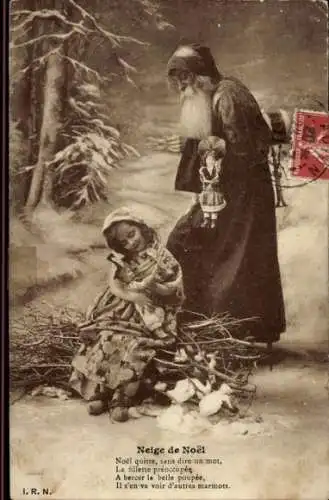 Ak Frohe Weihnachten, Weihnachtsmann, Mädchen